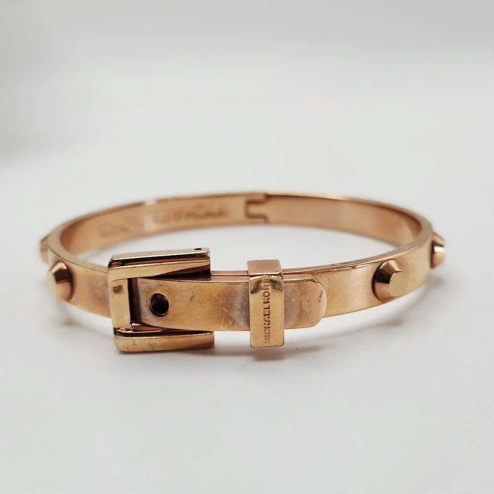 Michael Kors Astor Rose Gold Belt Buckle Studded Bracelet